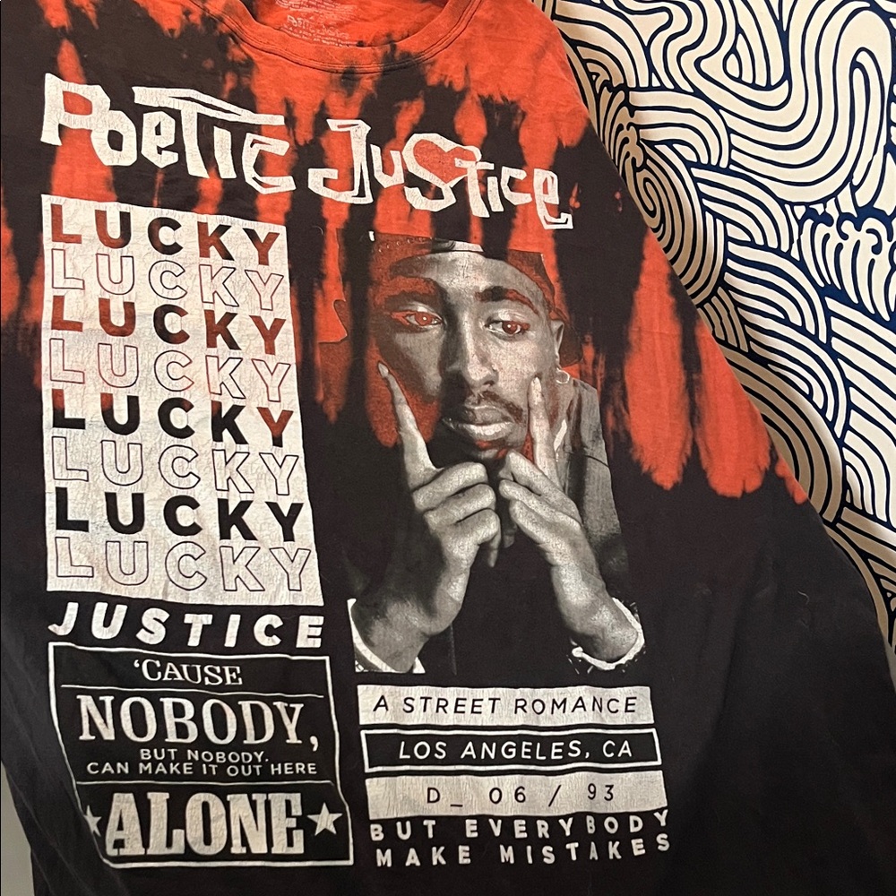 Red and Black Tye Dye Poetic Justice Graphic Tee
